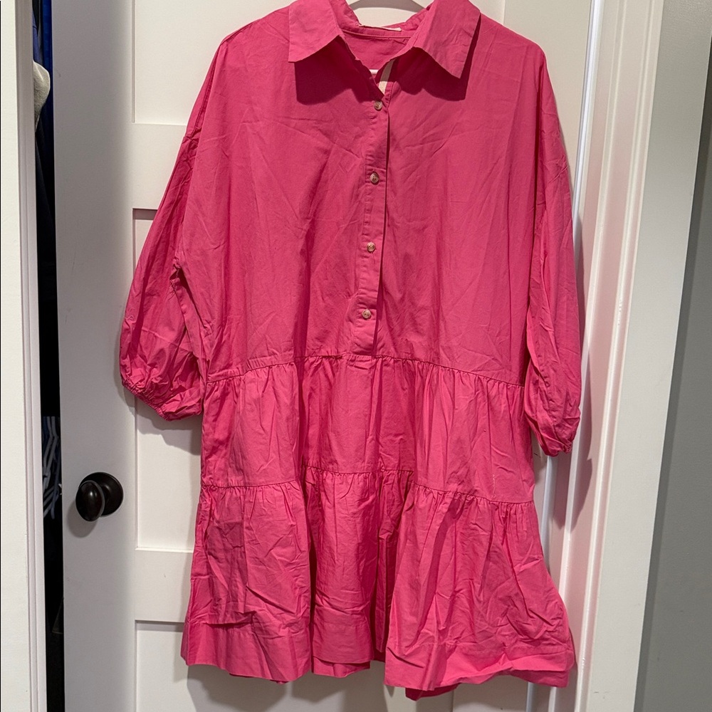 Lavender J Pink Button-Up Dress